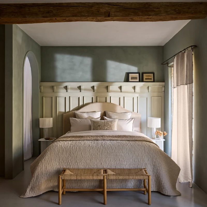 Couvre-lit matelassé AURALIE argile blanche
