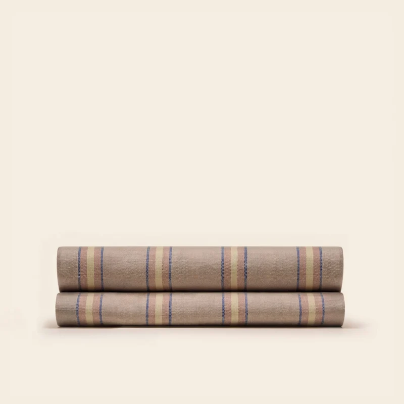 Drap plat LELIO naturel rayé