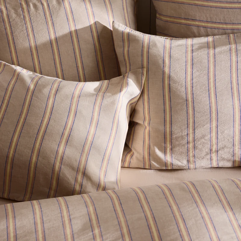 Lot de 2 taies d'oreiller LELIO naturel rayé