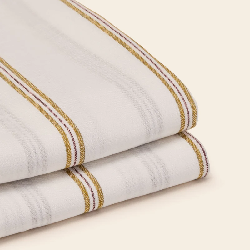 Drap plat UGOLIN blanc rayé moutarde