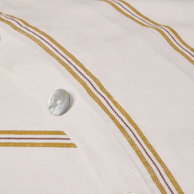 Housse de couette UGOLIN blanc rayé moutarde