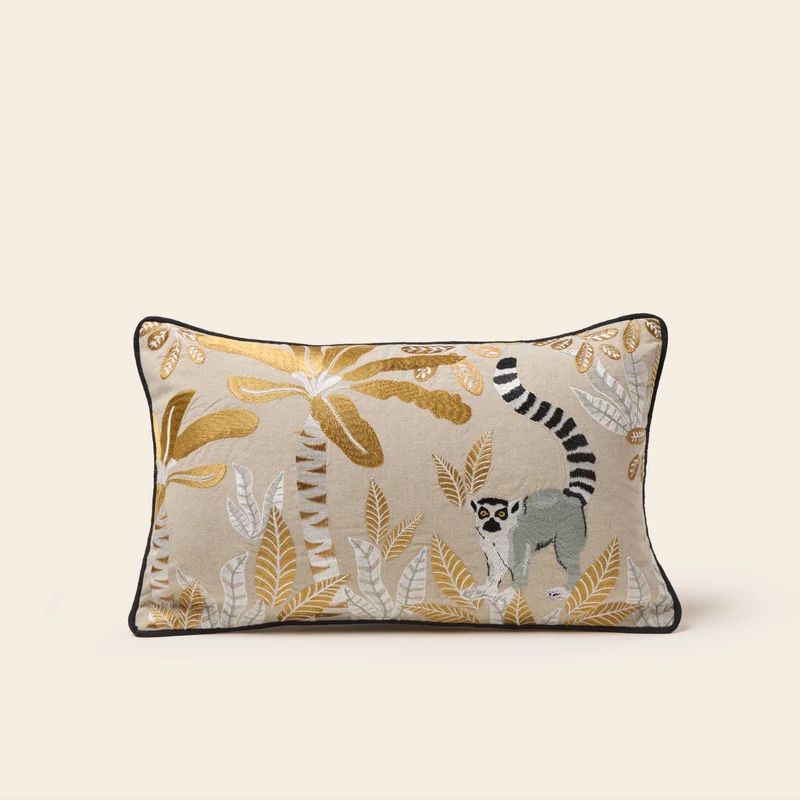 Housse de coussin MADAGASCAR naturel et ocre