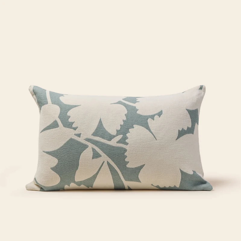 Housse de coussin FLAURIA ivoire et vert sauge