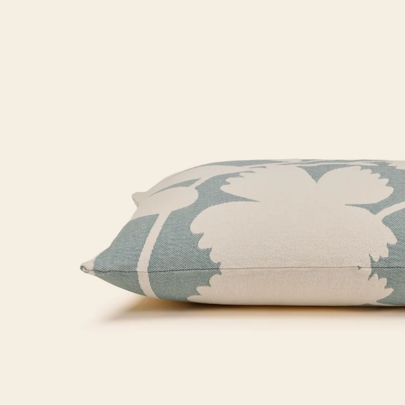 Housse de coussin FLAURIA ivoire et vert sauge