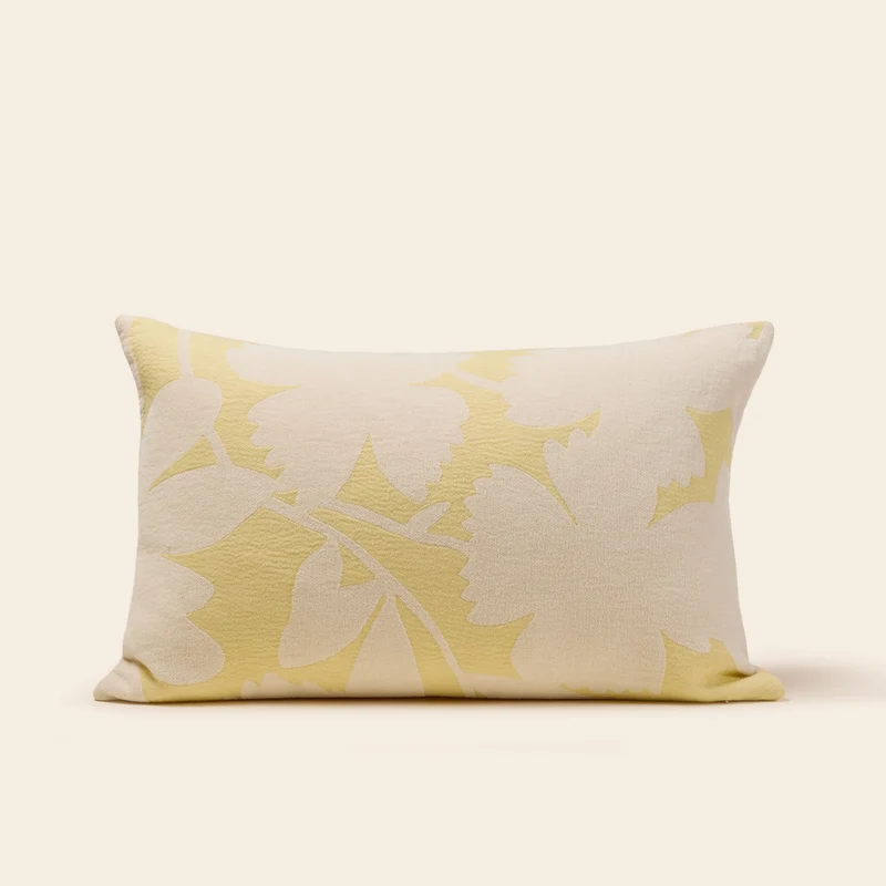 Housse de coussin FLAURIA ivoire et jaune pastel