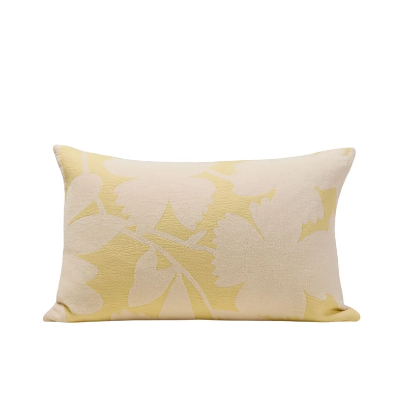 Housse de coussin FLAURIA ivoire et jaune pastel