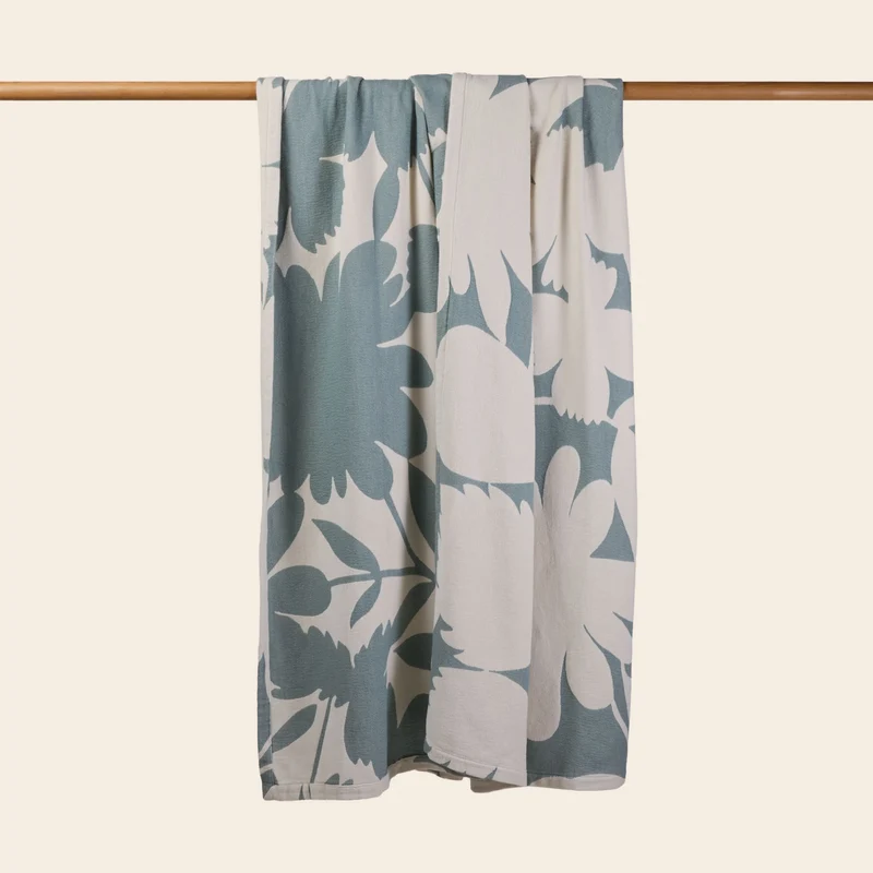 Couvre-lit FLAURIA ivoire et vert sauge