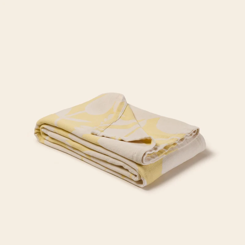 Couvre-lit FLAURIA ivoire et jaune pastel