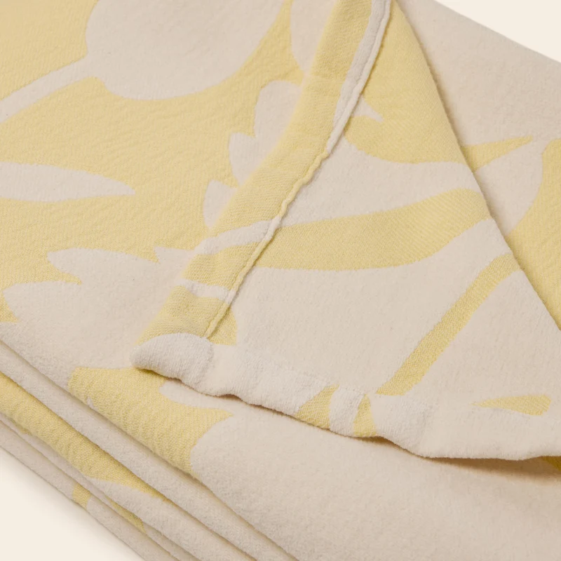 Couvre-lit FLAURIA ivoire et jaune pastel