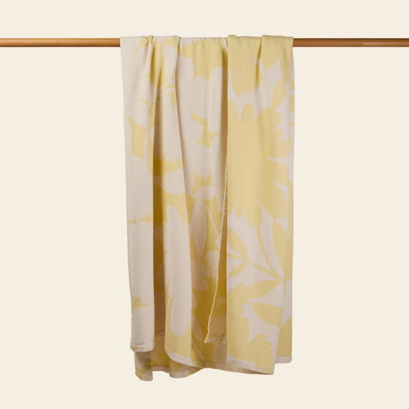 Couvre-lit FLAURIA ivoire et jaune pastel