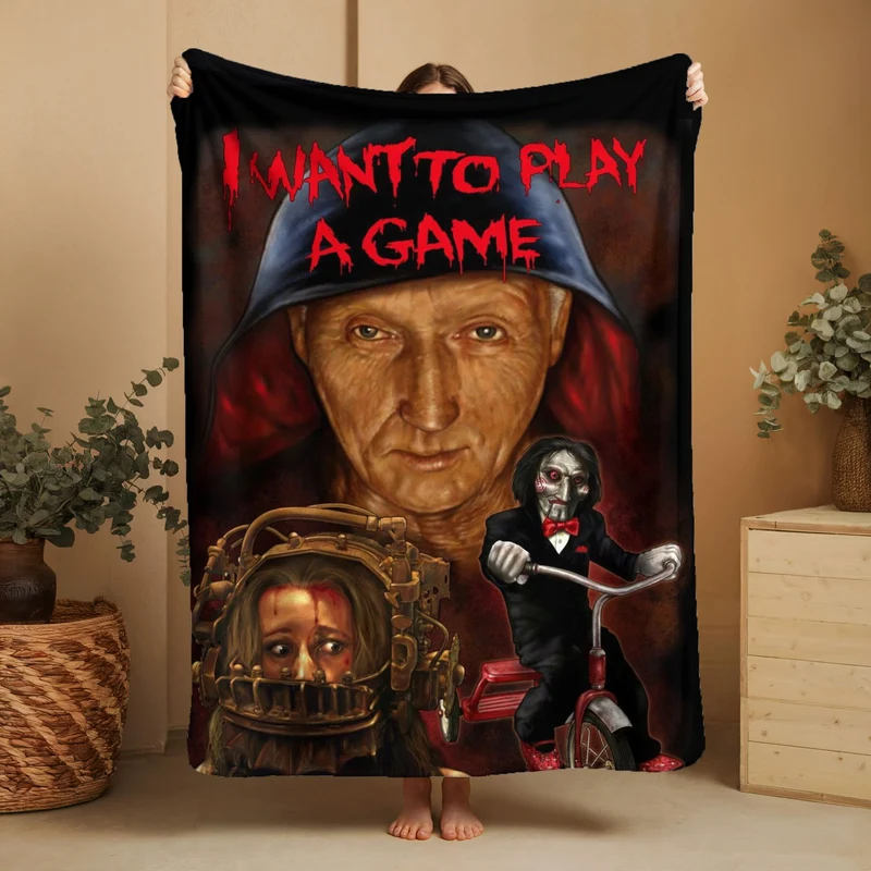 Horror Movie Blanket - Saw Blanket - Luxury Twin / Double Fleece Blanket