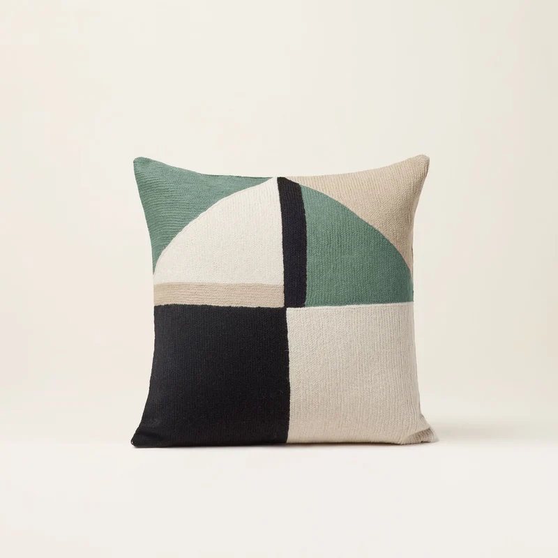 Housse de coussin TRIAGO vert de gris et noir