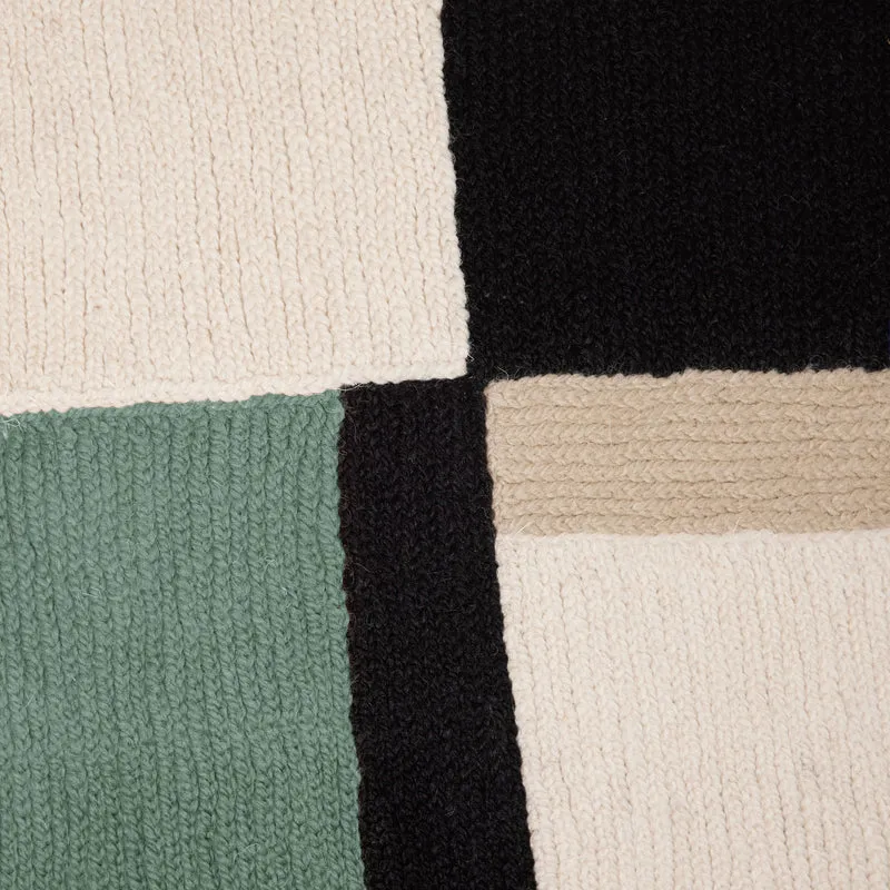 Housse de coussin TRIAGO vert de gris et noir