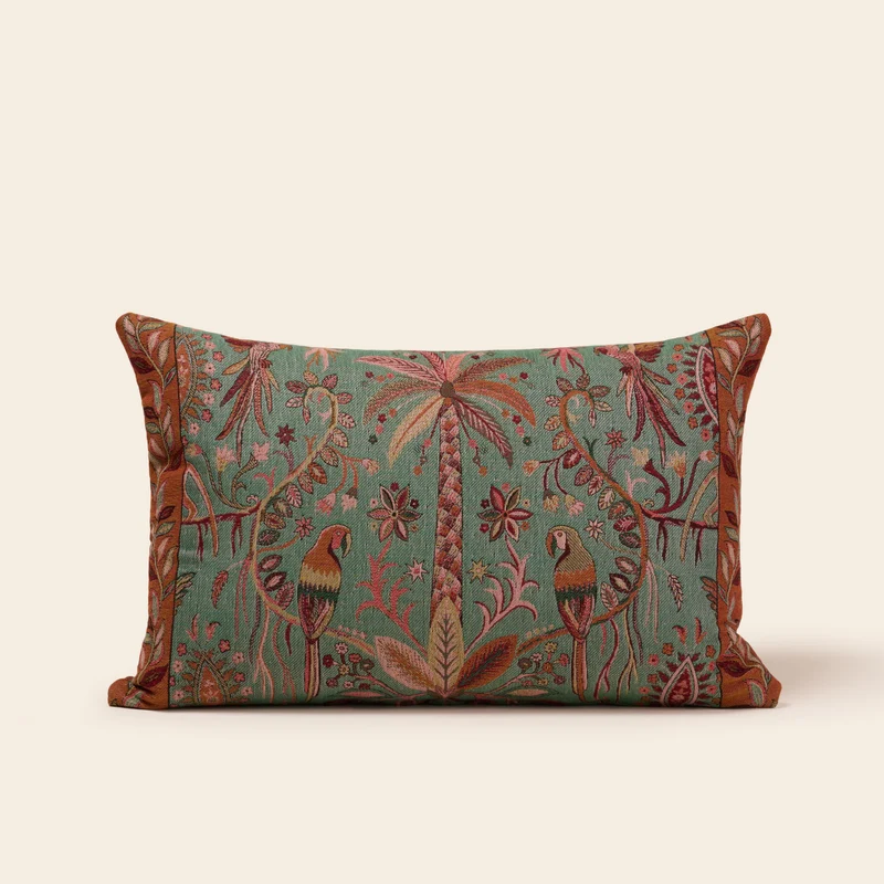 Housse de coussin SUNDARI turquoise et multicolore