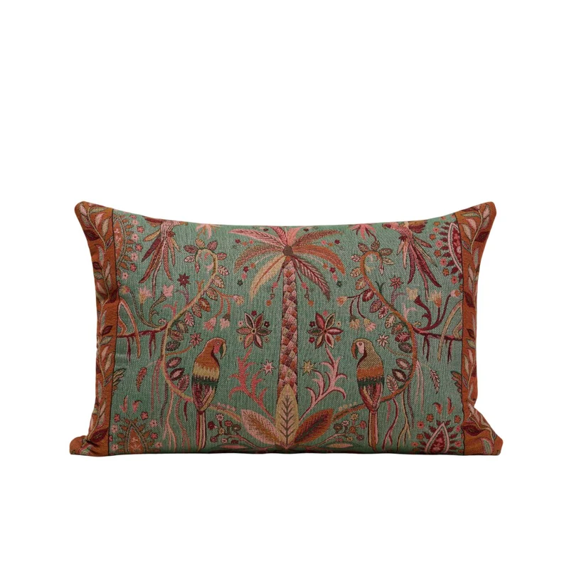 Housse de coussin SUNDARI turquoise et multicolore