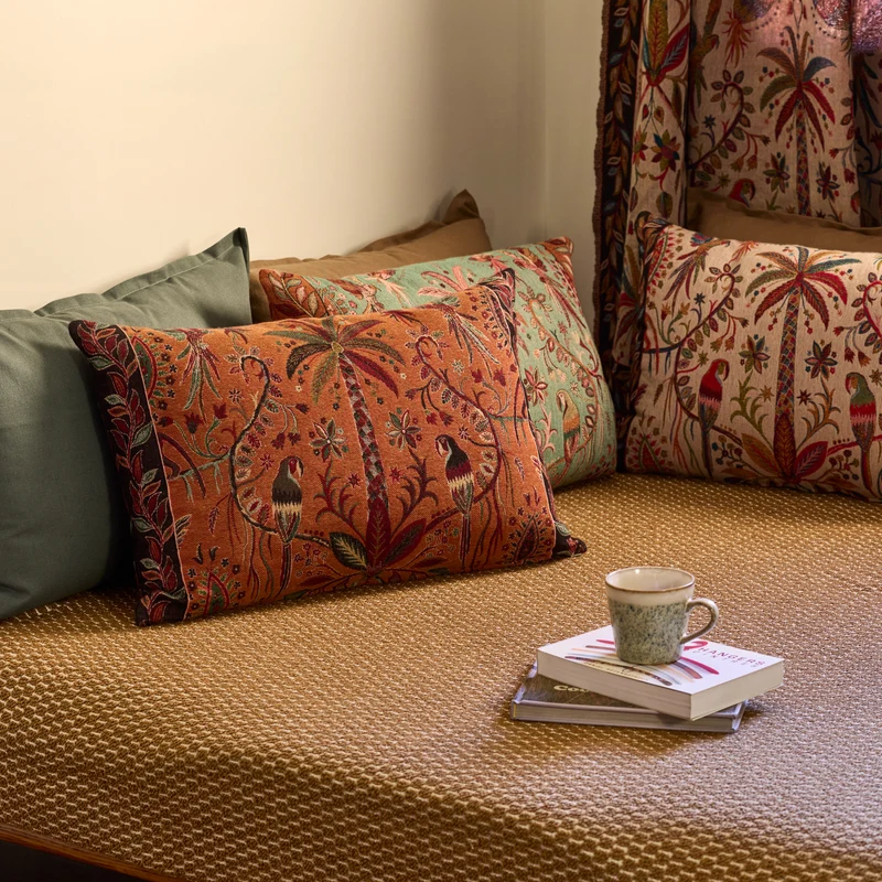 Housse de coussin SUNDARI orange et multicolore