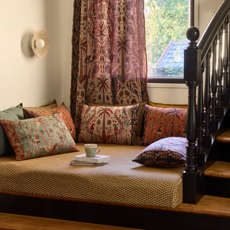 Housse de coussin SUNDARI ivoire et multicolore