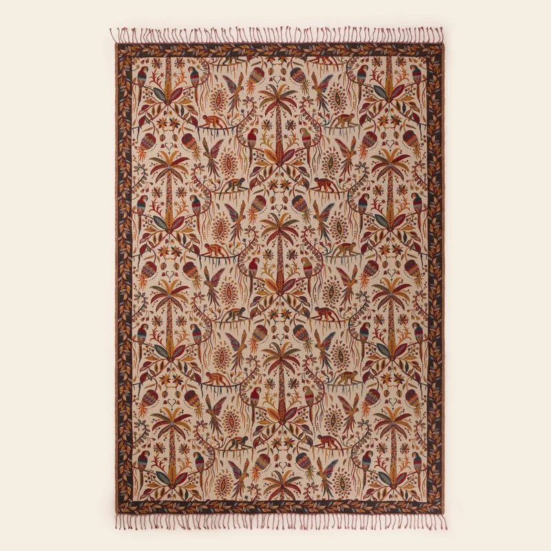 Plaid SUNDARI ivoire et multicolore