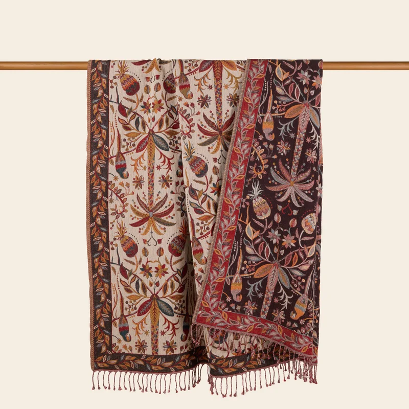Plaid SUNDARI ivoire et multicolore