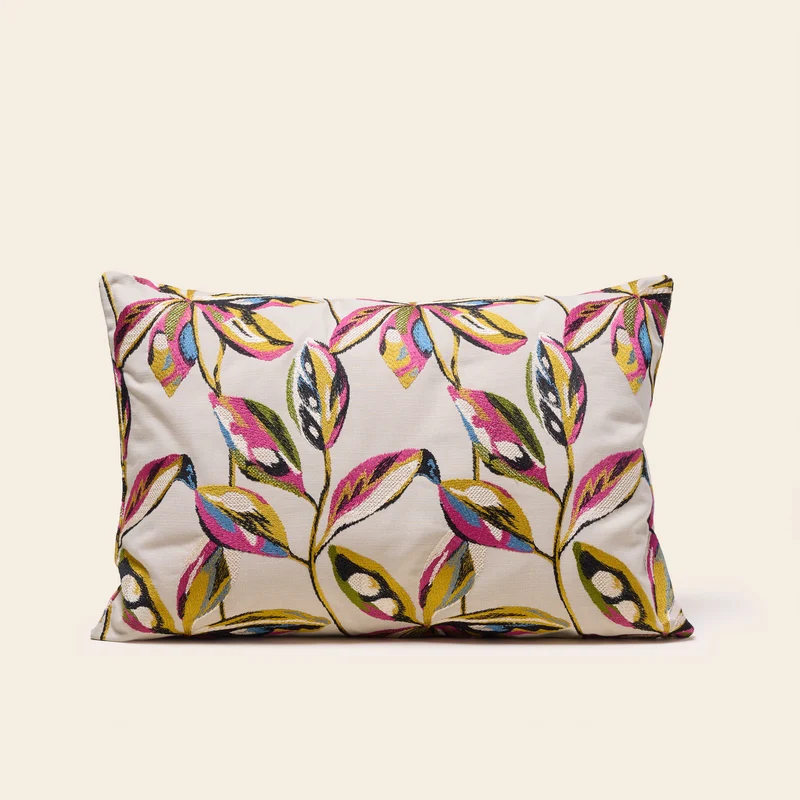 Housse de coussin RAMHA calcaire et multicolore