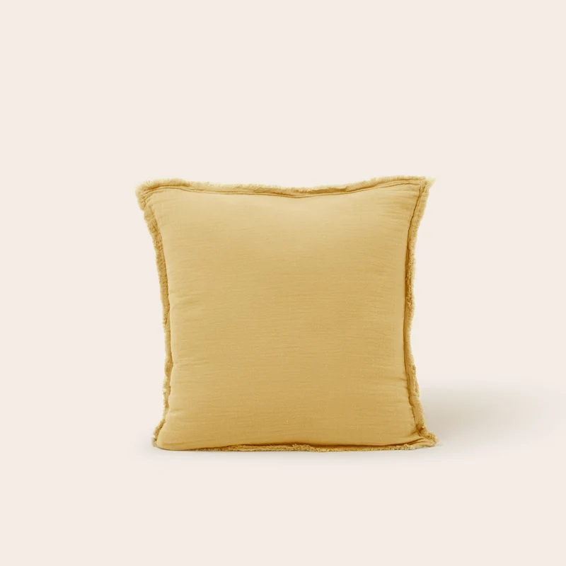 Taie d'oreiller LOU jaune paille