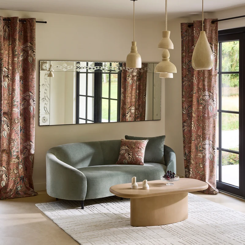 Housse de coussin OTONIA terracotta et vert