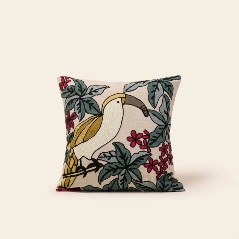 Housse de coussin TUCANA naturel et multicolore