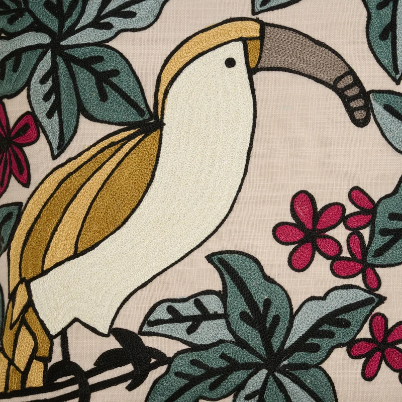 Housse de coussin TUCANA naturel et multicolore
