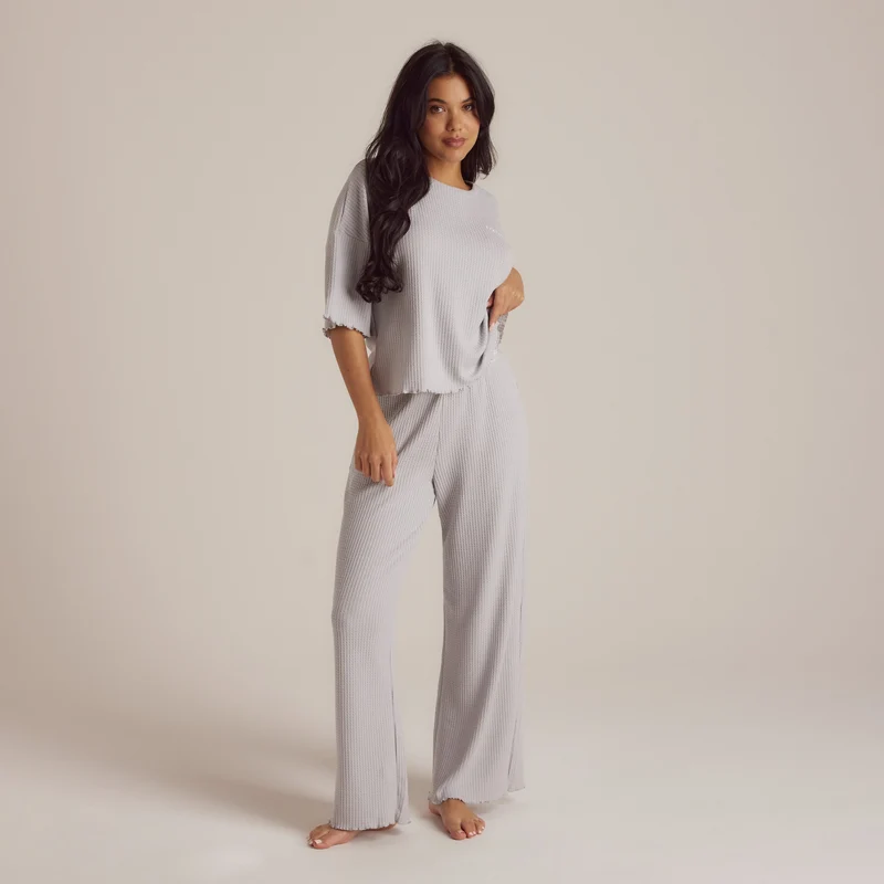 Soft Waffle Pyjama-Hose - Eisgrau