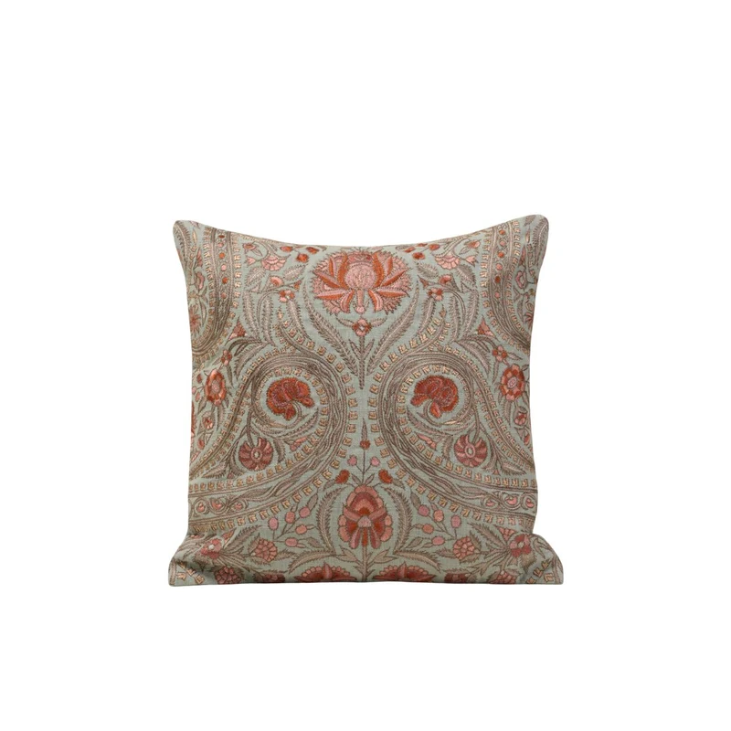 Housse de coussin MIRCEA celadon et rosé