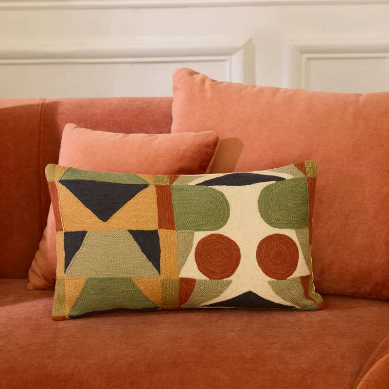 Housse de coussin NIKOLLA orangé et sable