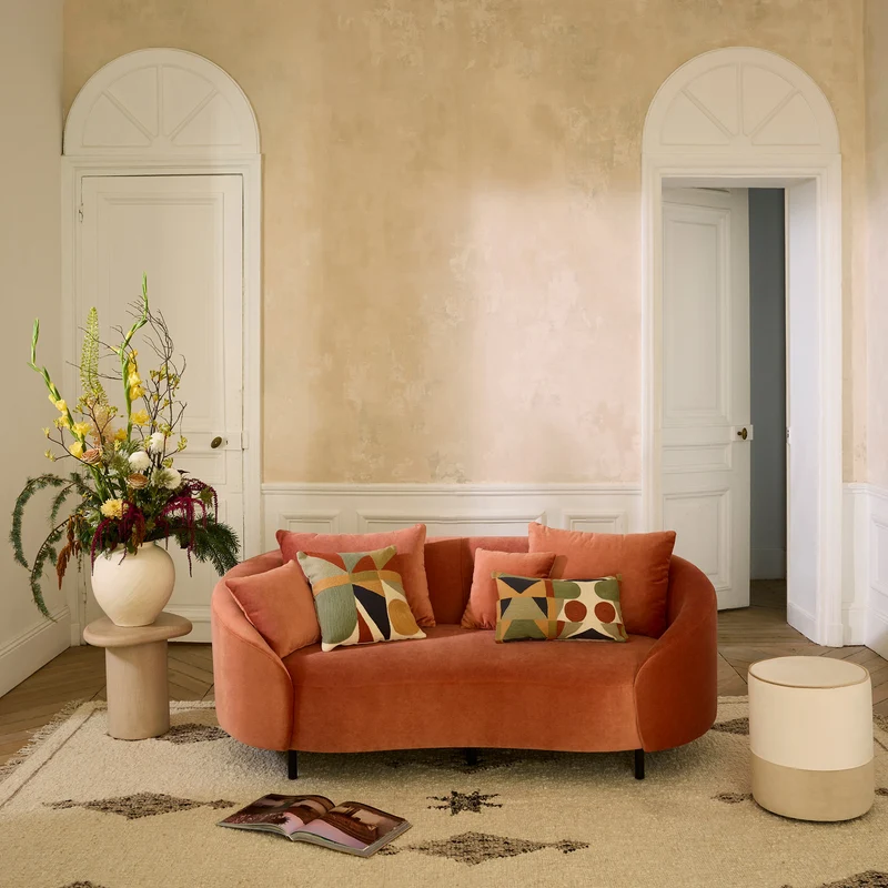 Housse de coussin NIKOLLA orangé et sable
