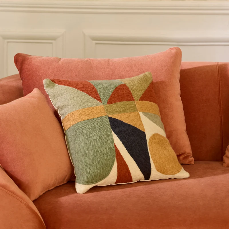 Housse de coussin FERGUS orangé et sable