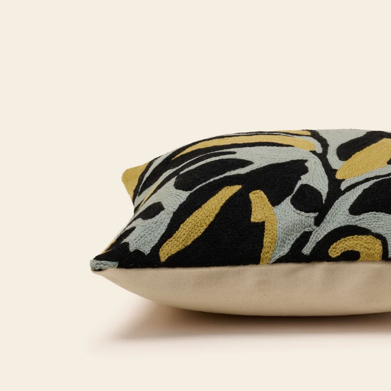 Housse de coussin PHEODORA céladon et jaune paille