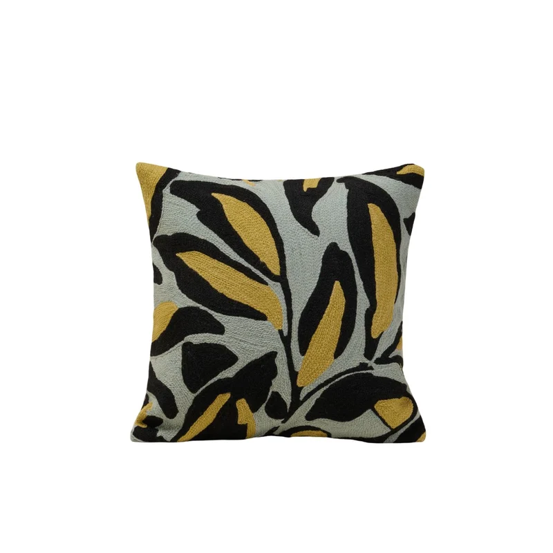 Housse de coussin PHEODORA céladon et jaune paille