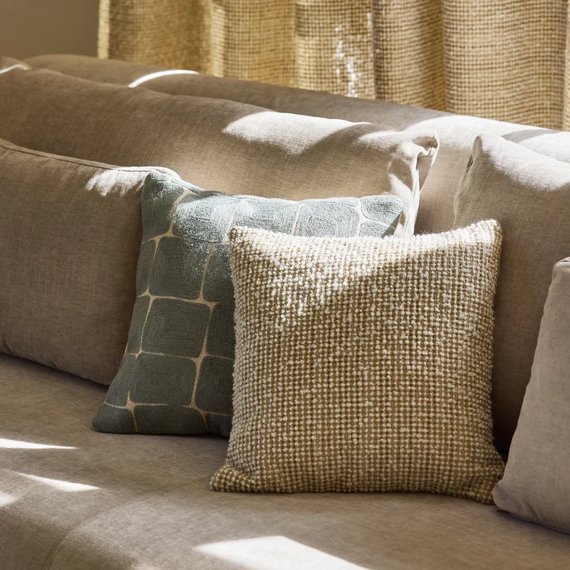 Housse de coussin KARTY naturel et céladon