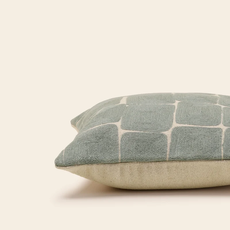 Housse de coussin KARTY naturel et céladon