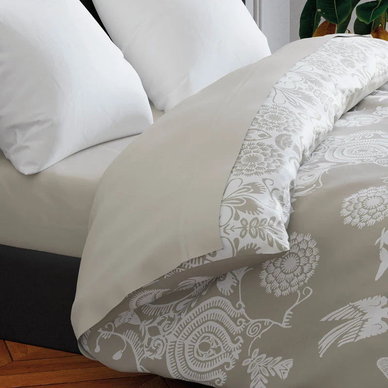 Drap plat satin de coton - Beige