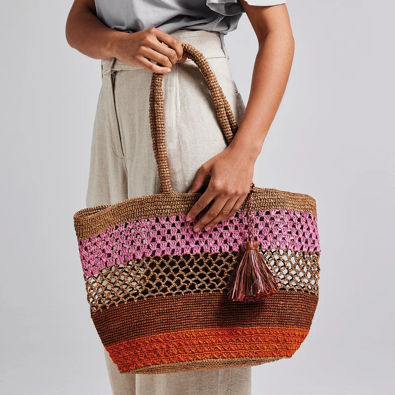 Sac à main Flavie en raphia confectionné à la main