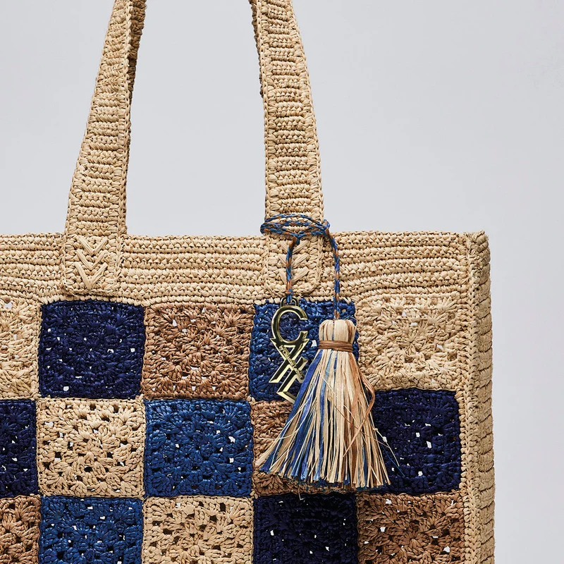 Sac cabas Amandine en raphia confectionné à la main