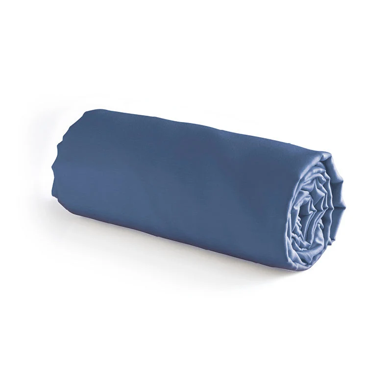 Drap-housse satin de coton - Bleu