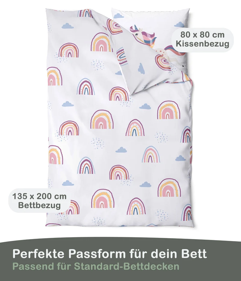 Einhorn Bettwäsche-Set 135x200cm
