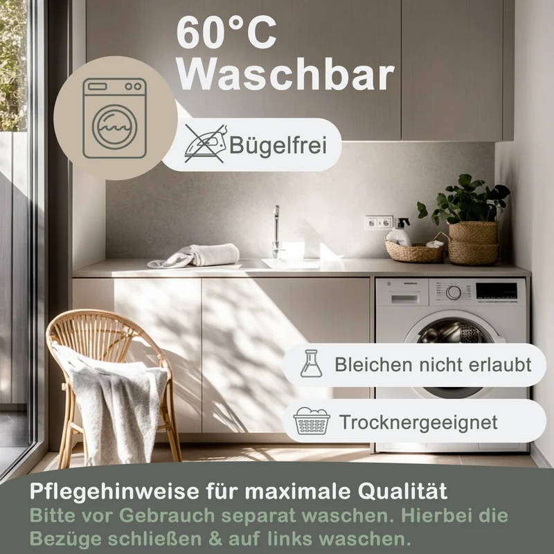 Biber Bettwäsche-Set Beige Streifen