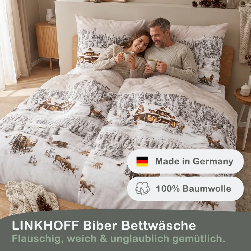 Biber Bettwäsche-Set Winterlandschaft
