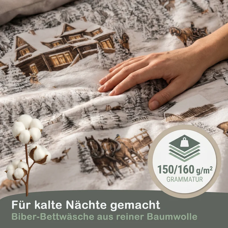 Biber Bettwäsche-Set Winterlandschaft