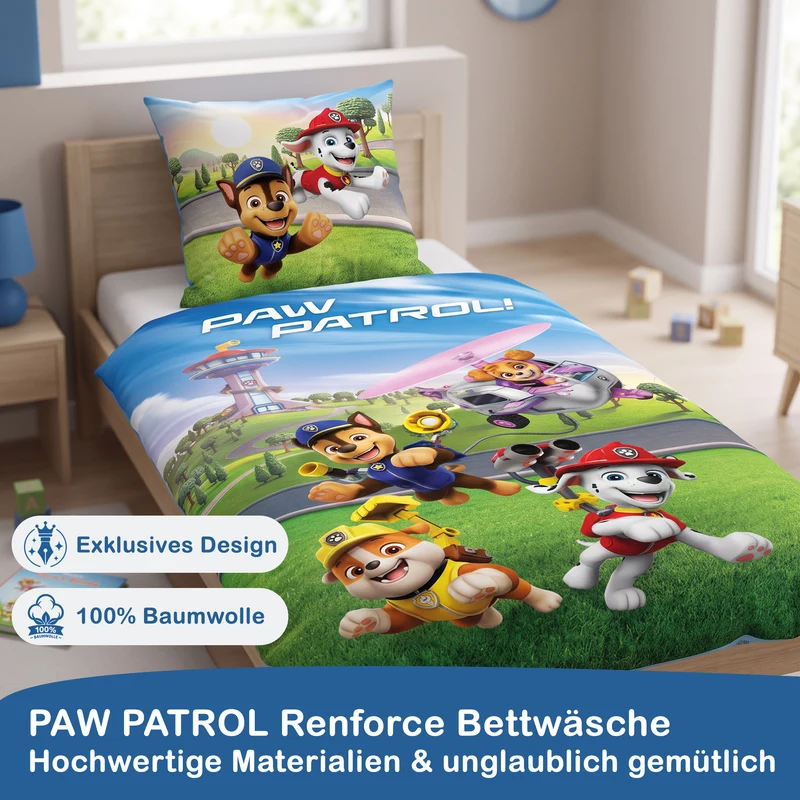 Paw Patrol Bettwäsche-Set 135x200cm Blau