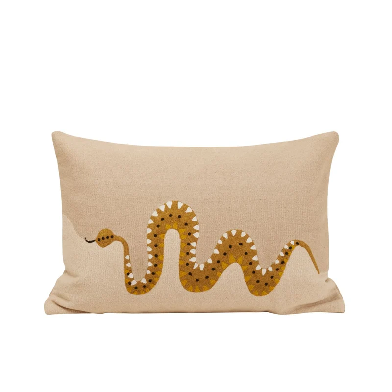 Housse de coussin TEOTI naturel et python doré
