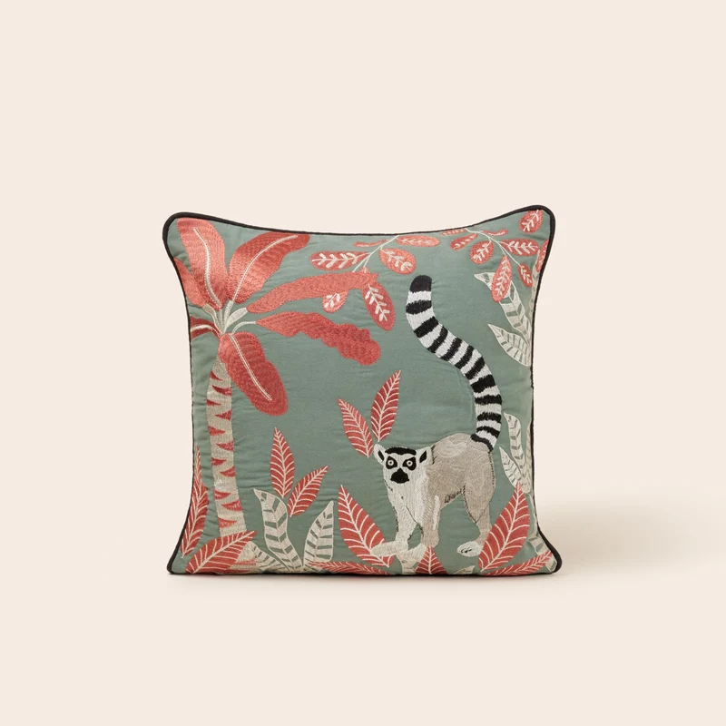 Housse de coussin MADAGASCAR vert et orangé