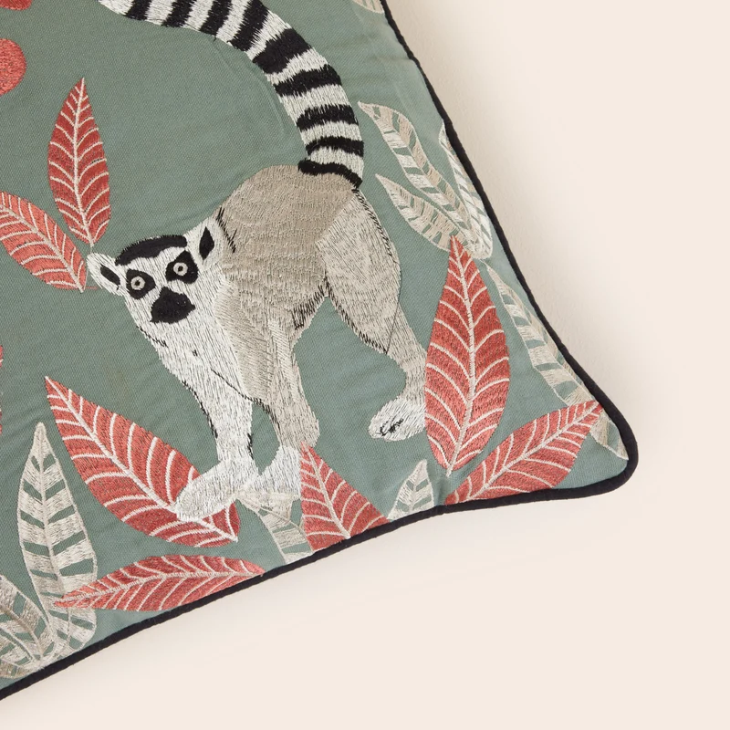 Housse de coussin MADAGASCAR vert et orangé