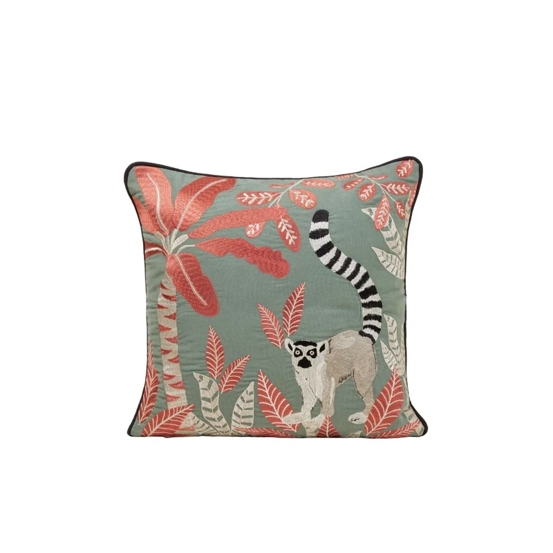 Housse de coussin MADAGASCAR vert et orangé